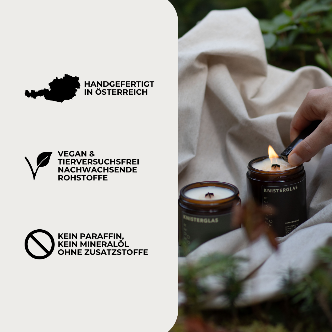 KNISTERGLAS Kerzenset NATUR